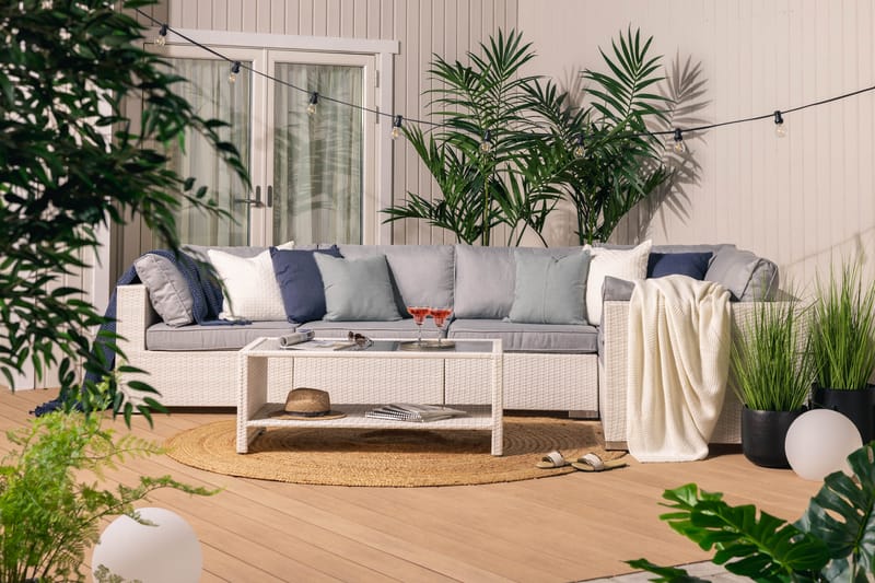 Bahamas Loungegruppe Kunstrotting - Hvit - Verandamøbler - Sofagruppe utendørs - Loungesett