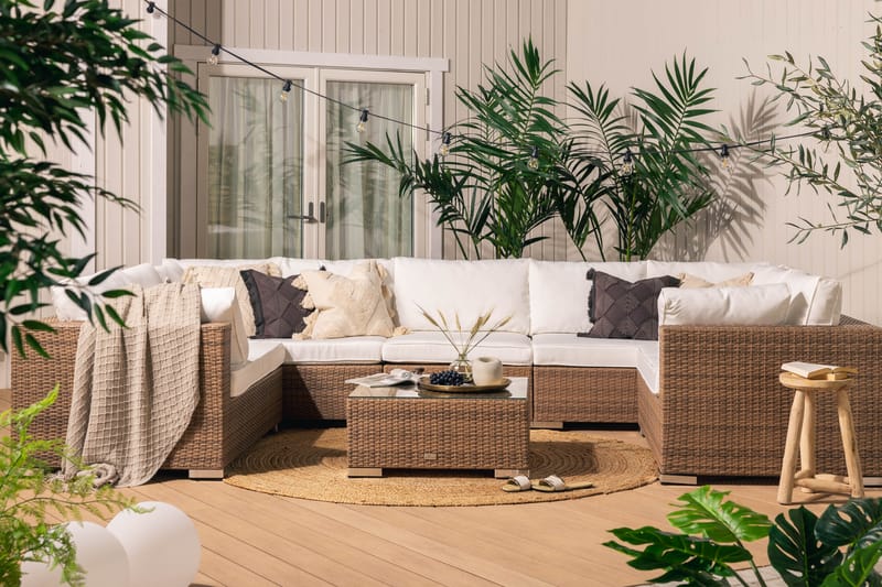 Bahamas Loungegruppe - Kunstrotting Sand - Verandamøbler - Sofagruppe utendørs - Loungesett