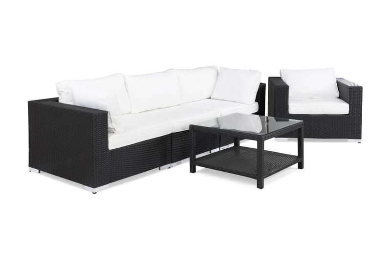 Bahamas Loungegruppe Svart 4 - Kunstrotting - Hage - Utemiljø - Veranda & terrasse - Verandamøbler