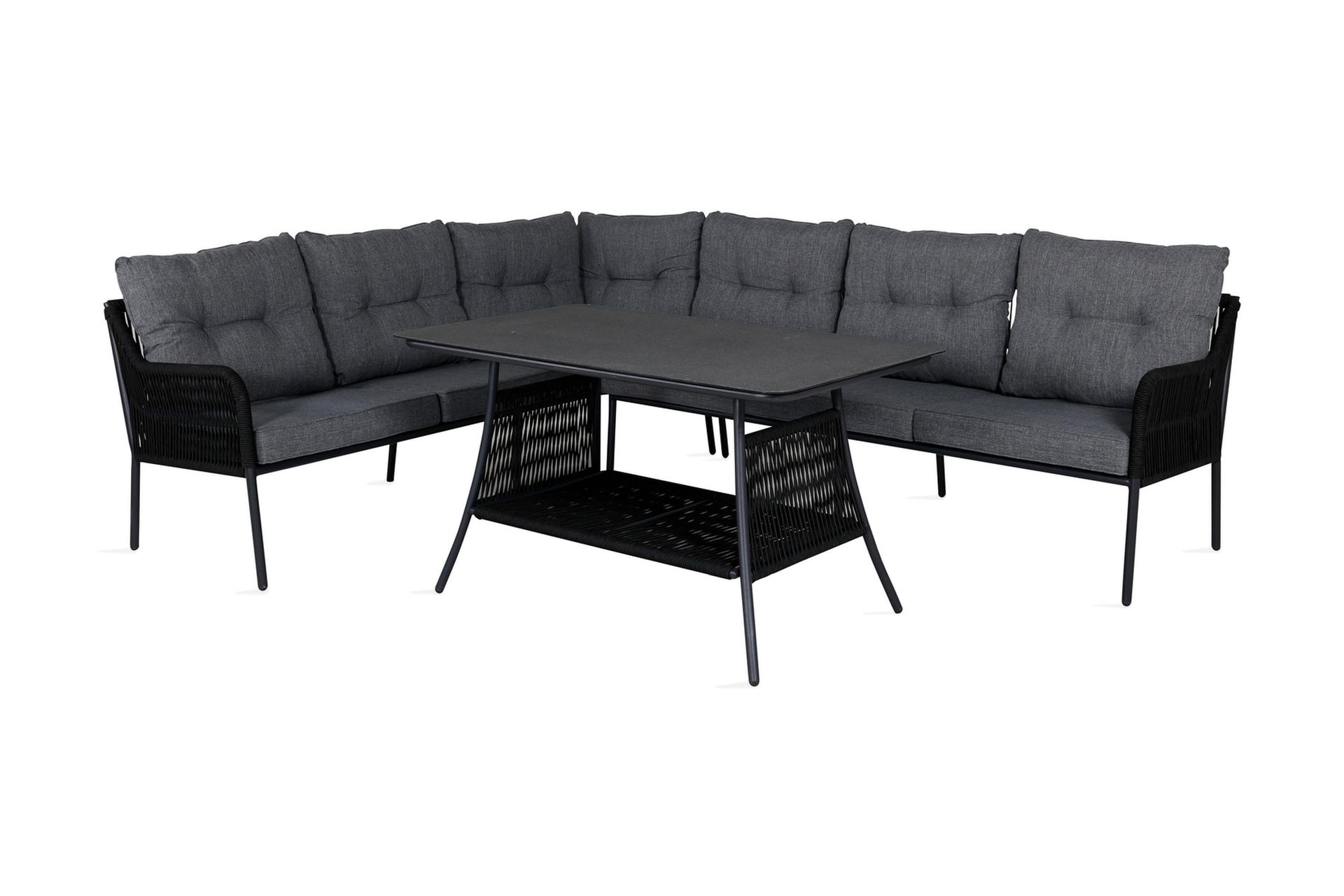Berlin Hjørneloungegruppe Svart/Grå - Venture Home - Hagemøbler - Loungemøbler - Loungesett
