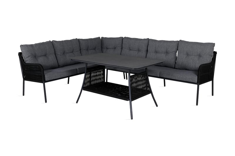 Berlin Hjørneloungegruppe Svart/Grå - Venture Home - Hagemøbler - Loungemøbler - Loungesett