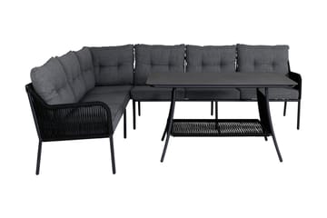 Berlin Hjørneloungegruppe Svart/Grå - Venture Home - Hagemøbler - Loungemøbler - Loungesett