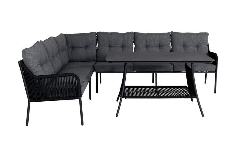 Berlin Hjørneloungegruppe Svart/Grå - Venture Home - Hagemøbler - Loungemøbler - Loungesett