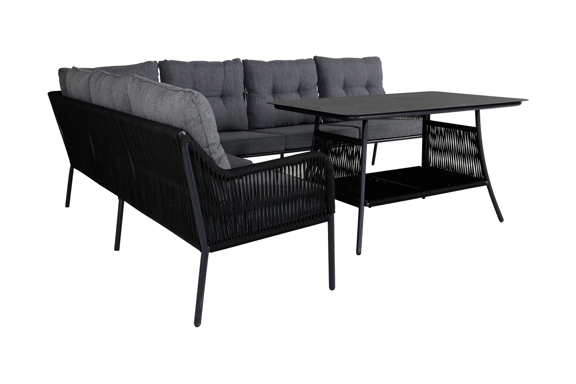 Berlin Hjørneloungegruppe Svart/Grå - Venture Home - Hagemøbler - Loungemøbler - Loungesett