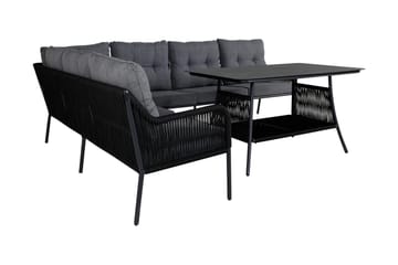 Berlin Hjørneloungegruppe Svart/Grå - Venture Home - Hagemøbler - Loungemøbler - Loungesett