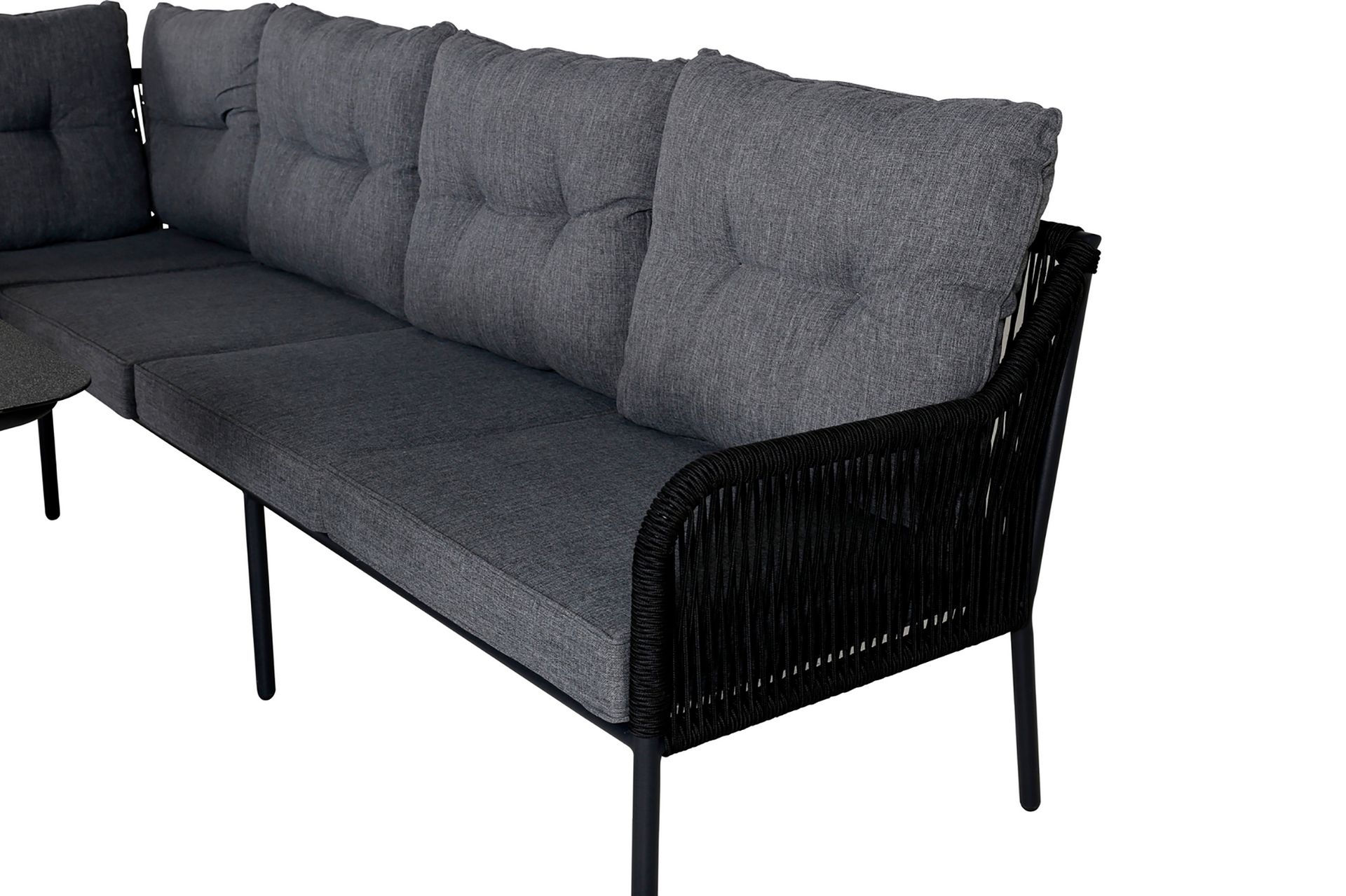 Berlin Hjørneloungegruppe Svart/Grå - Venture Home - Hagemøbler - Loungemøbler - Loungesett