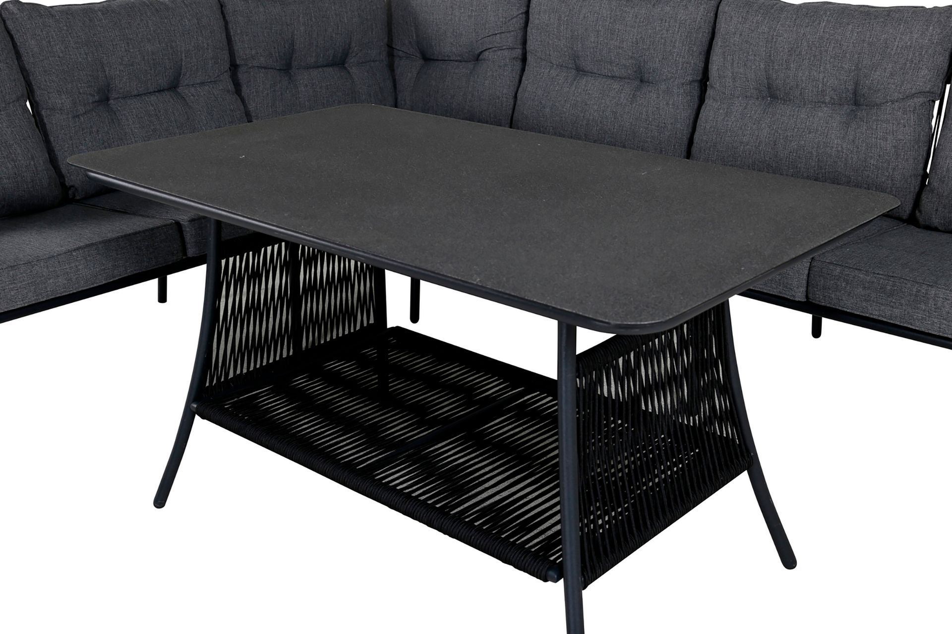 Berlin Hjørneloungegruppe Svart/Grå - Venture Home - Hagemøbler - Loungemøbler - Loungesett