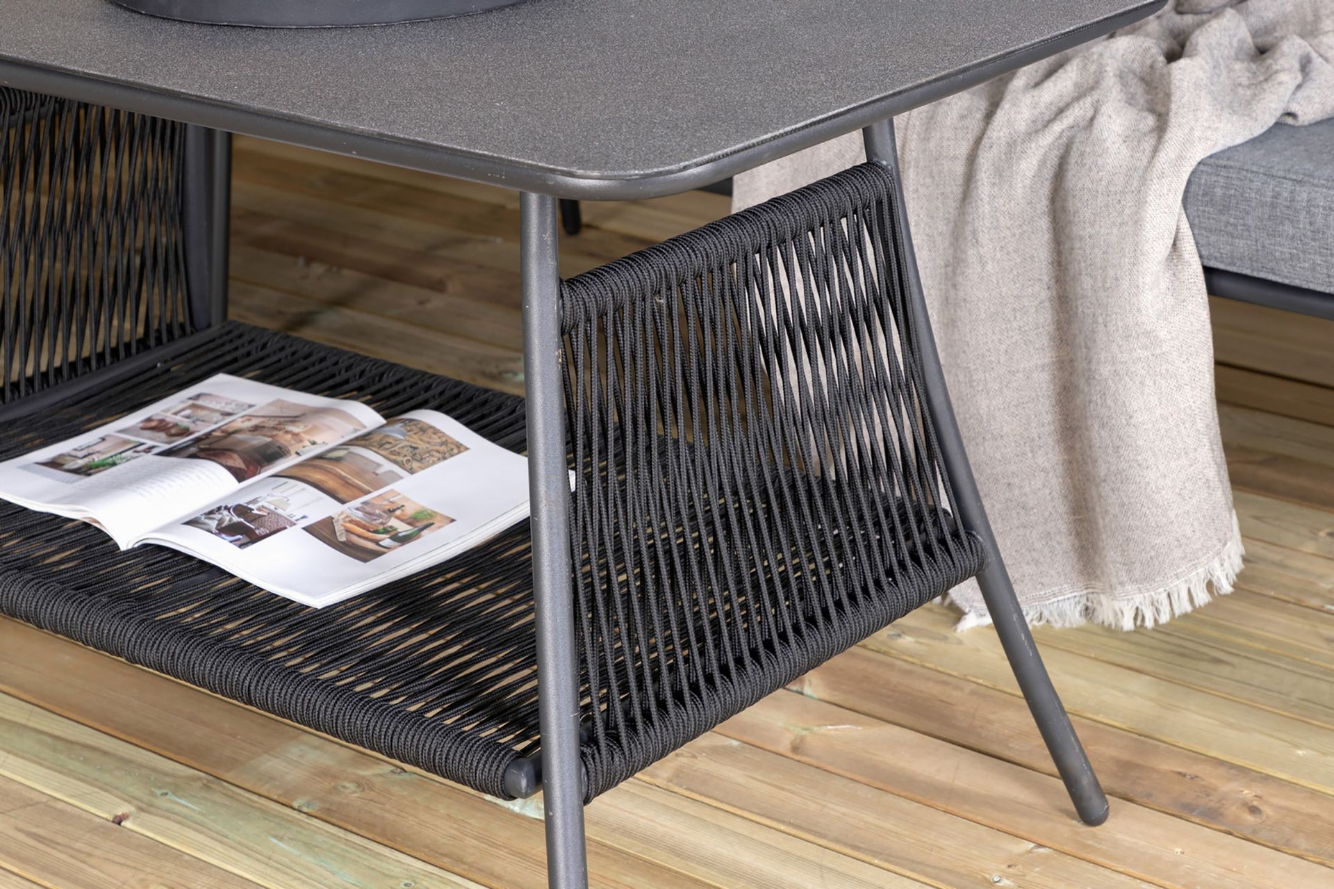 Berlin Hjørneloungegruppe Svart/Grå - Venture Home - Hagemøbler - Loungemøbler - Loungesett