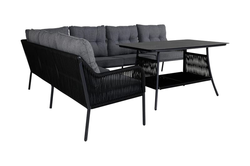Berlin hjørneloungegruppe utendørs svart/grå - Venture Home - Hagemøbler - Loungemøbler - Loungesett