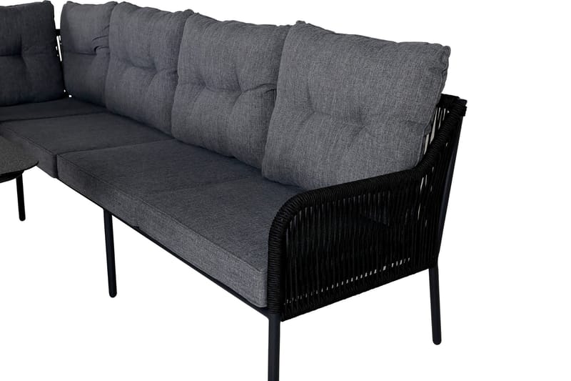 Berlin hjørneloungegruppe utendørs svart/grå - Venture Home - Hagemøbler - Loungemøbler - Loungesett