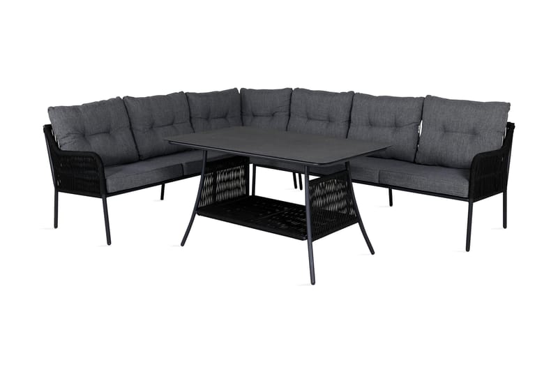Berlin hjørneloungegruppe utendørs svart/grå - Venture Home - Hagemøbler - Loungemøbler - Loungesett