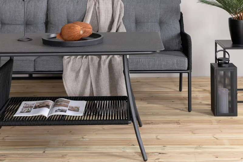 Berlin hjørneloungegruppe utendørs svart/grå - Venture Home - Hagemøbler - Loungemøbler - Loungesett