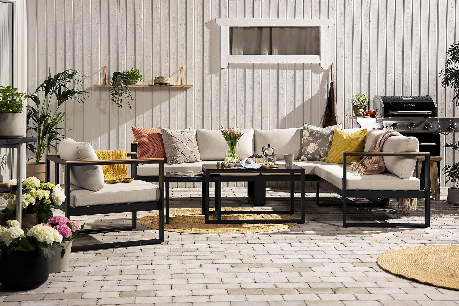 Bullerö Loungegruppe - Svart/Teak - Hagemøbler - Loungemøbler - Loungesett
