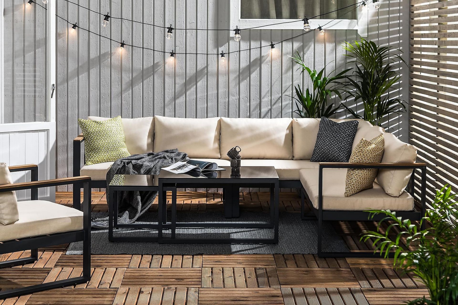 Bullerö Loungegruppe - Svart/Teak - Hagemøbler - Loungemøbler - Loungesett