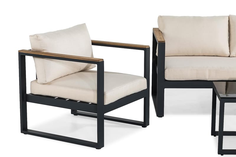 Bullerö Loungegruppe - Svart/Teak - Hagemøbler - Loungemøbler - Loungesett