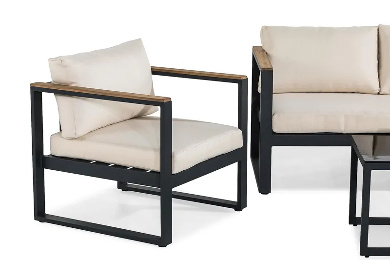 Bullerö Loungegruppe - Svart/Teak - Hagemøbler - Loungemøbler - Loungesett