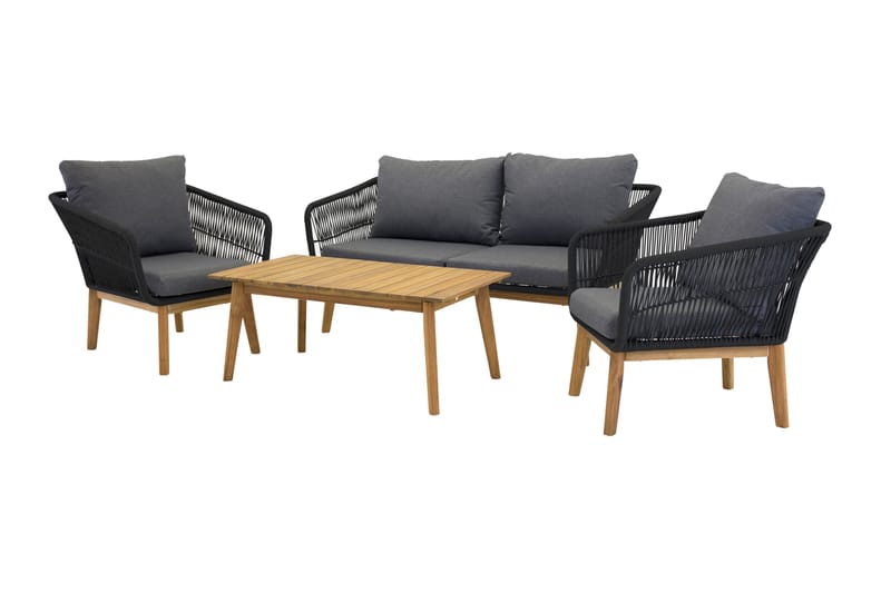 Chania Loungegruppe Svart - Venture Home - Verandamøbler - Sofagruppe utendørs - Loungesett