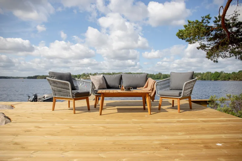 Chania loungegruppe utendørs - Grå - Hagemøbler - Loungemøbler - Loungesett