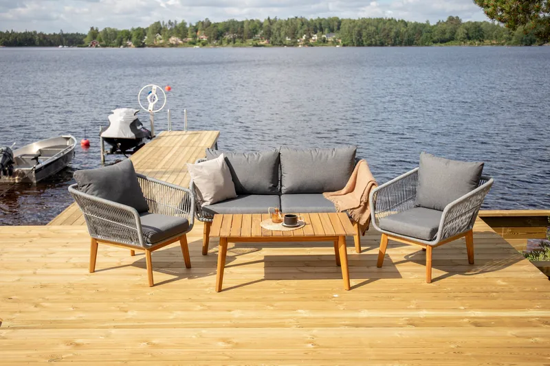 Chania loungegruppe utendørs - Grå - Hagemøbler - Loungemøbler - Loungesett