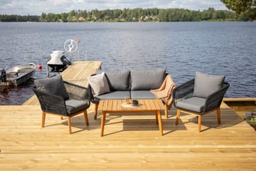 Chania loungegruppe utendørs - Svart - Hagemøbler - Loungemøbler - Loungesett