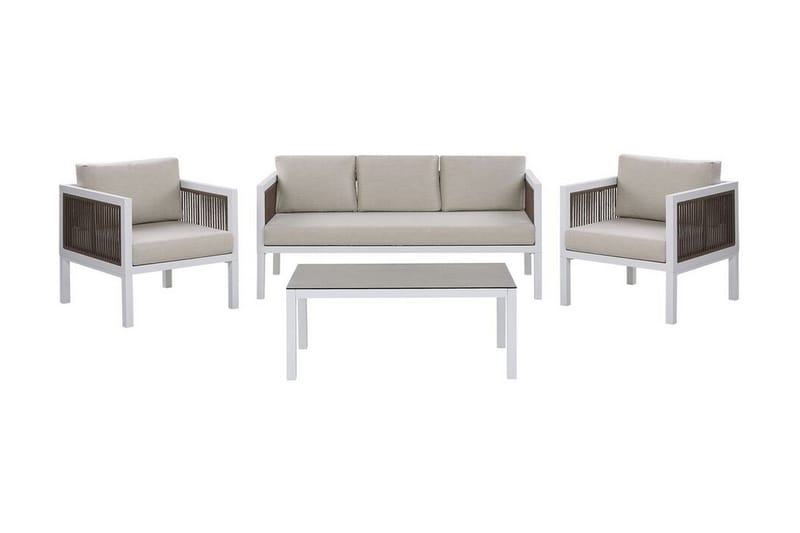 Columbero Loungegruppe 5-seter - Hvit / Brun - Verandamøbler - Sofagruppe utendørs - Loungesett