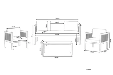 Columbero Loungegruppe 5-seter - Hvit / Brun - Hagemøbler - Loungemøbler - Loungesett