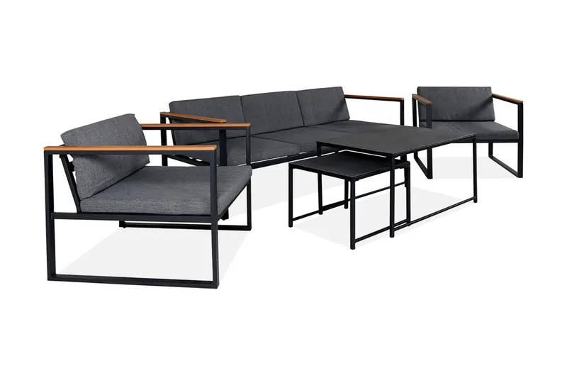 Dakar loungegruppe utendørs - Svart - Hagemøbler - Loungemøbler - Loungesett
