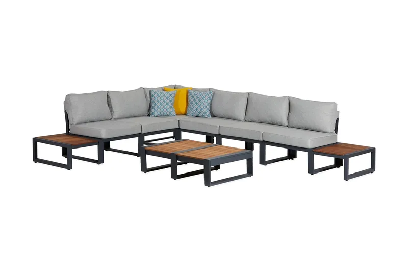 Dereseki Hjørneloungegruppe 5-seters, Grå / Svart