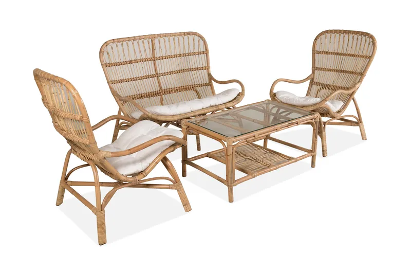 Ella Loungegruppe med Puter - Tre/natur - Hagemøbler - Loungemøbler - Loungesett