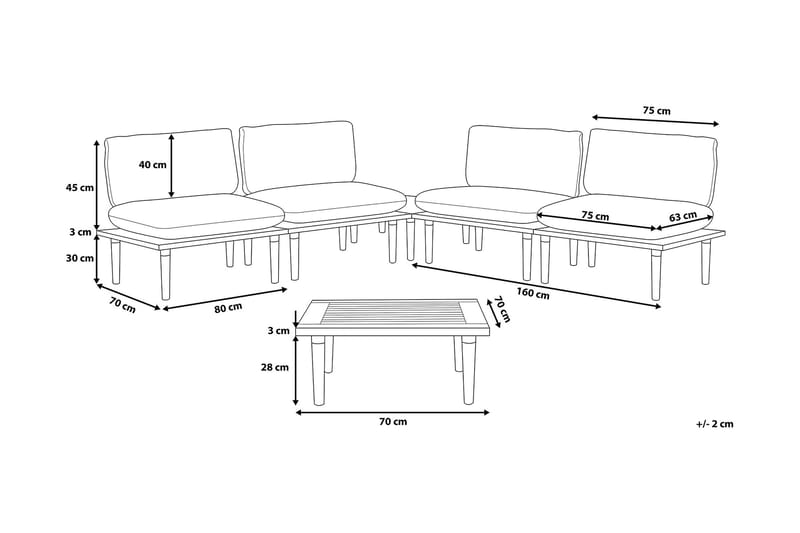 Frascati Loungegruppe 80 cm - Grå - Verandamøbler - Sofagruppe utendørs - Loungesett