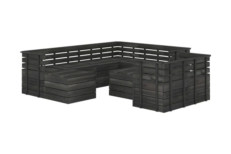 Hagemøbelsett 10 deler paller heltre furu mørkegrå - Grå - Verandamøbler - Sofagruppe utendørs - Loungesett