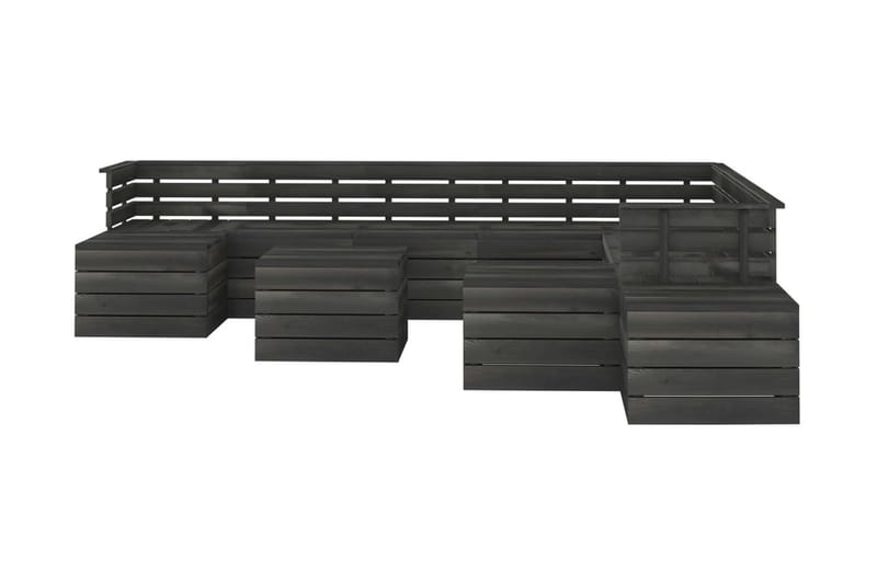Hagemøbelsett 12 deler paller heltre furu mørkegrå - Grå - Verandamøbler - Sofagruppe utendørs - Loungesett