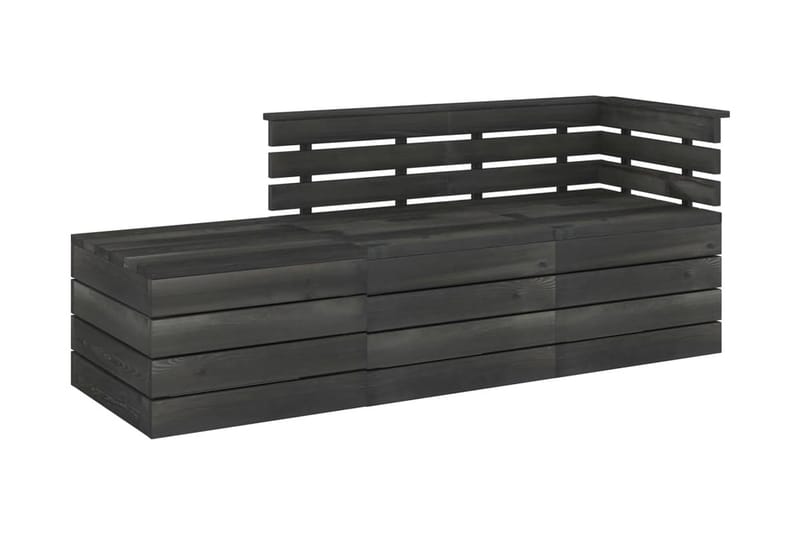 Hagemøbelsett 3 deler paller heltre furu mørkegrå - Grå - Verandamøbler - Sofagruppe utendørs - Loungesett