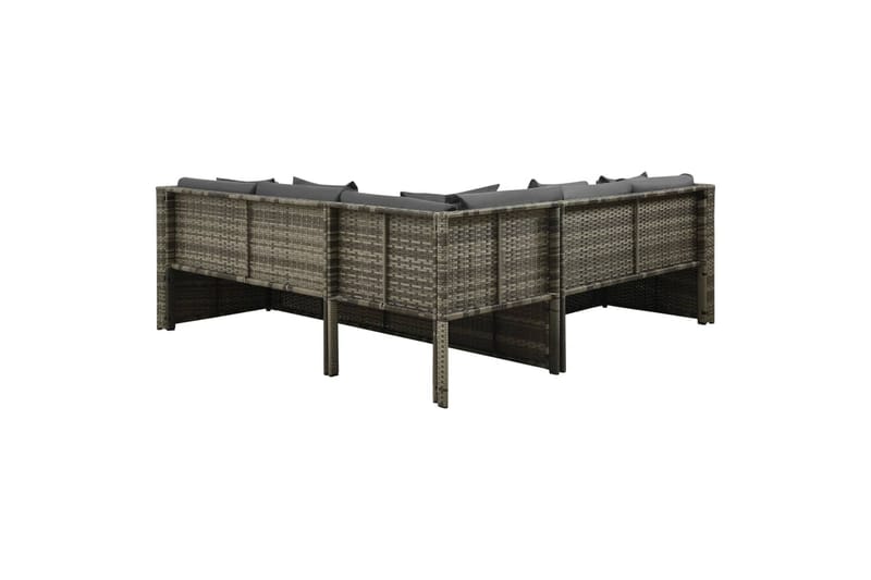 Hagemøbelsett 4 deler med puter polyrotting grå - Grå - Verandamøbler - Sofagruppe utendørs - Loungesett