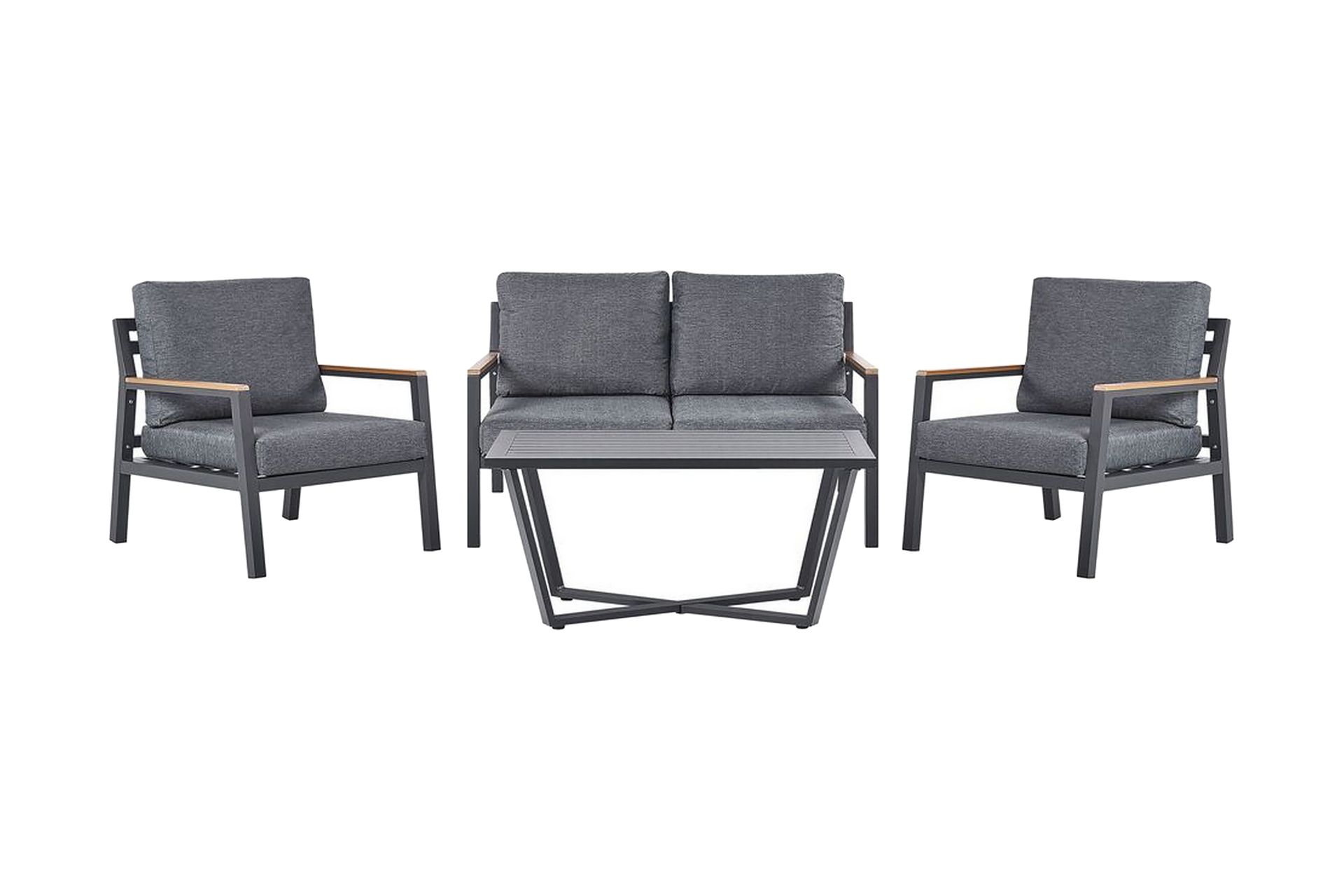 Hagemøbelsett 4-seters mørkegrå DELIA - Svart - Hagemøbler - Loungemøbler - Loungesett
