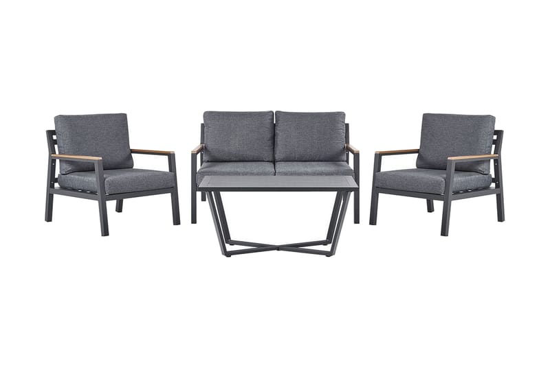 Hagemøbelsett 4-seters mørkegrå DELIA - Svart - Verandamøbler - Sofagruppe utendørs - Loungesett