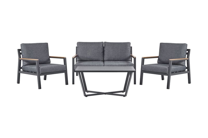 Hagemøbelsett 4-seters mørkegrå DELIA - Svart - Hagemøbler - Loungemøbler - Loungesett
