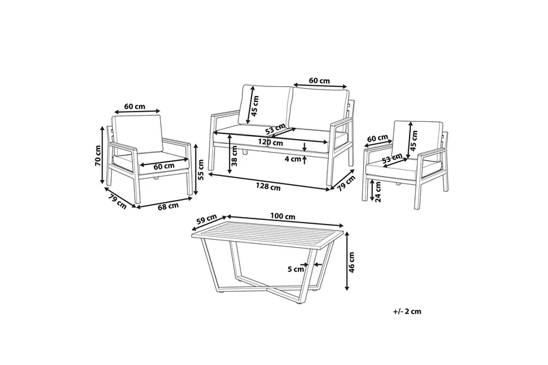 Hagemøbelsett 4-seters mørkegrå DELIA - Svart - Hagemøbler - Loungemøbler - Loungesett