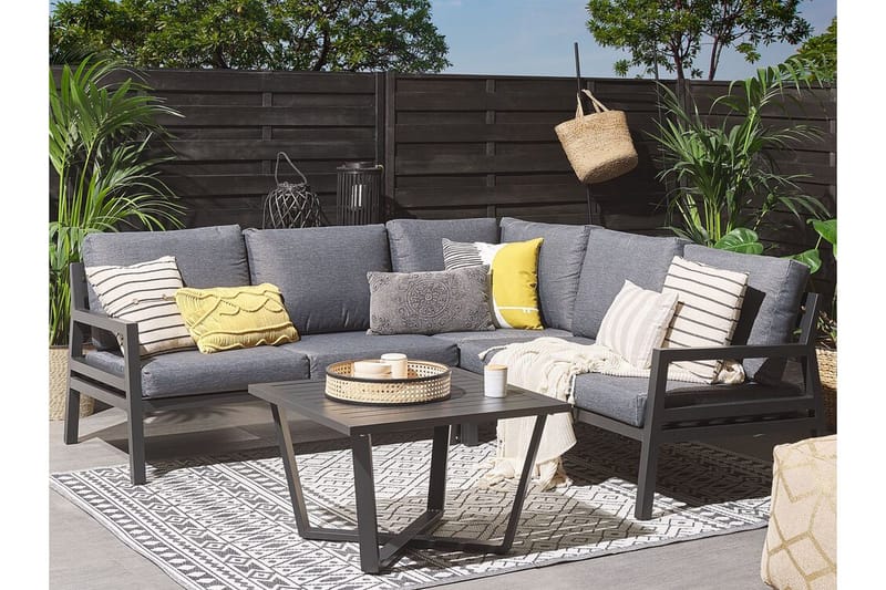 Hagemøbelsett 5-seters mørkegrå VIZZINI - Svart - Hagemøbler - Loungemøbler - Loungesett