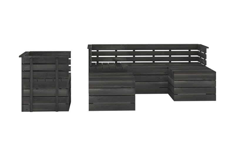 Hagemøbelsett 6 deler paller heltre furu mørkegrå - Grå - Verandamøbler - Sofagruppe utendørs - Loungesett