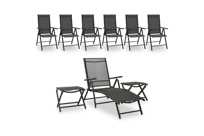 Hagemøbelsett 9 deler svart og antrasitt - Svart - Verandamøbler - Sofagruppe utendørs - Loungesett