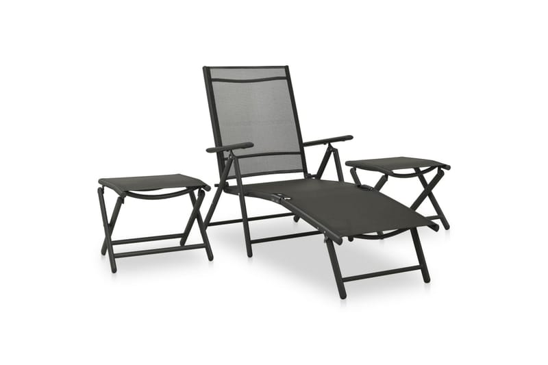 Hagemøbelsett 9 deler svart og antrasitt - Svart - Verandamøbler - Sofagruppe utendørs - Loungesett