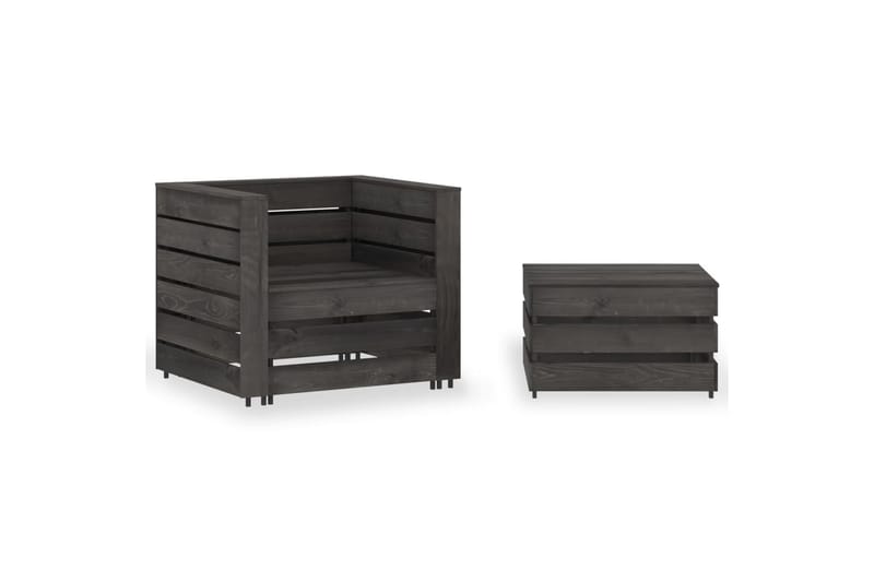 Hagemøbler 2 deler paller grå impregnert furu - Grå - Verandamøbler - Sofagruppe utendørs - Loungesett