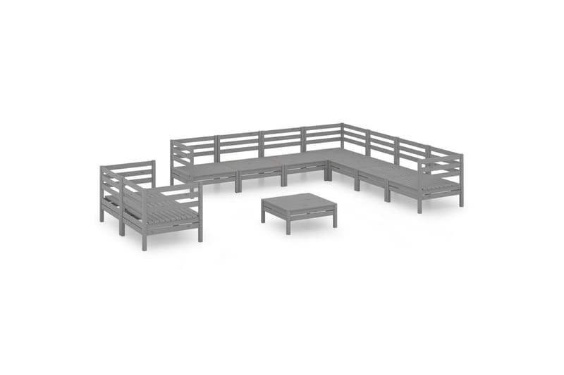 Hagesofagruppe 10 deler grå heltre furu - Grå - Verandamøbler - Sofagruppe utendørs - Loungesett