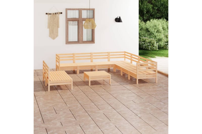 Hagesofagruppe 10 deler heltre furu - Brun - Hagemøbler - Loungemøbler - Loungesett