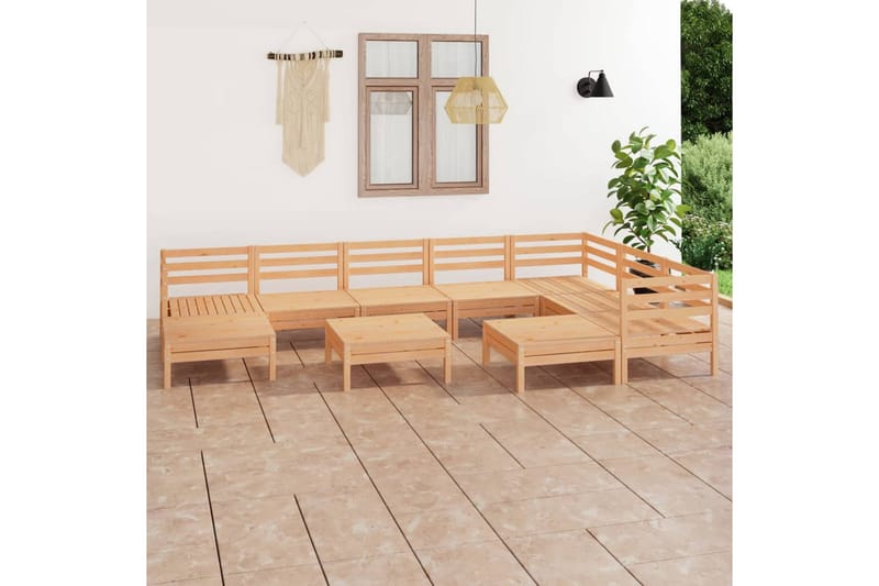 Hagesofagruppe 10 deler heltre furu - Brun - Sofagruppe utendørs - Loungesett - Verandamøbler