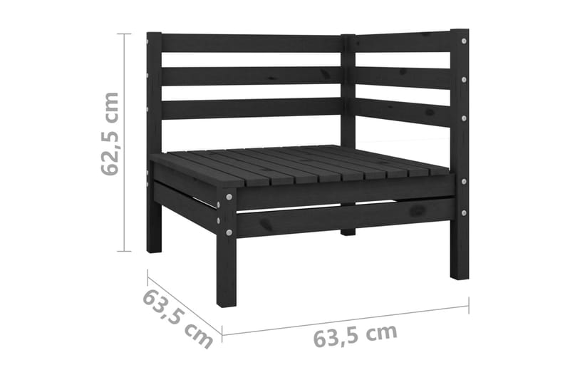 Hagesofagruppe 10 deler heltre furu svart - Svart - Verandamøbler - Sofagruppe utendørs - Loungesett