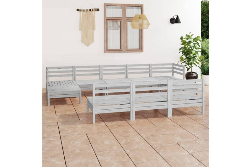 Hagesofagruppe 10 deler hvit heltre furu - Hvit - Verandamøbler - Sofagruppe utendørs - Loungesett