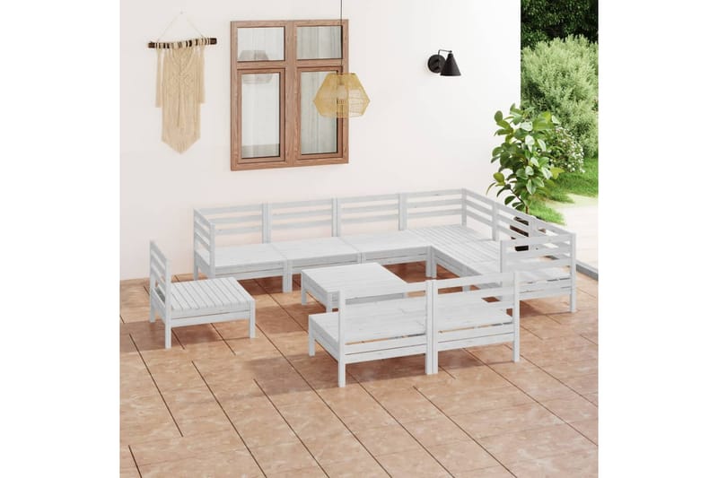Hagesofagruppe 10 deler hvit heltre furu - Hvit - Hagemøbler - Loungemøbler - Loungesett