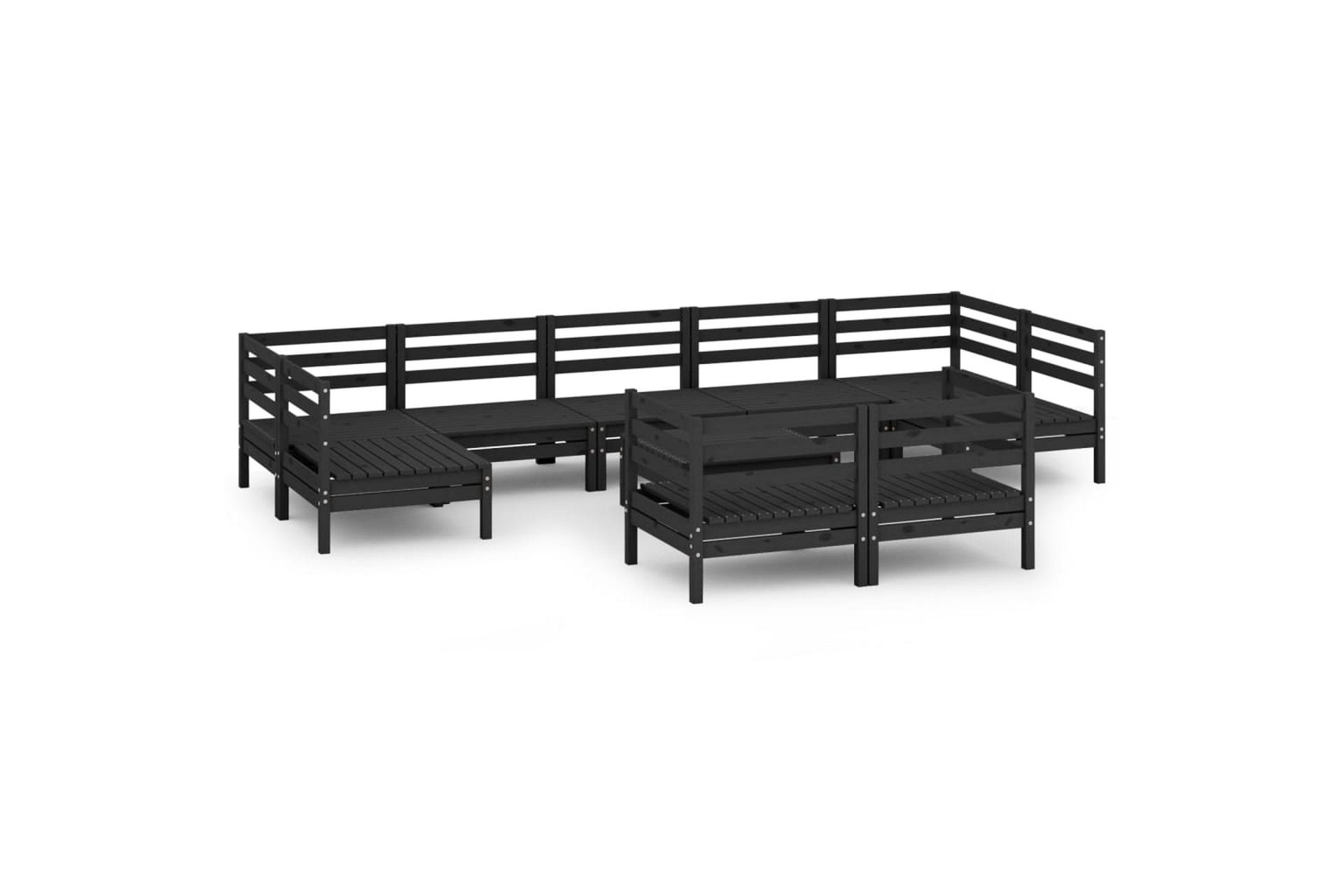 Hagesofagruppe 10 deler svart heltre furu - Svart - Hagemøbler - Loungemøbler - Loungesett